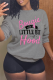 Grey Casual Street Print Letter O Neck Tops