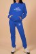 Blue Street Print Letter Hooded Collar Long Sleeve Two Pieces