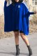 Blue Casual Print Patchwork Turndown Collar Irregular Dress Dresses