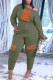 Green Casual Print Patchwork O Neck Loose Jumpsuits