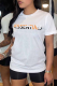White Casual Street Print Patchwork Letter O Neck T-Shirts
