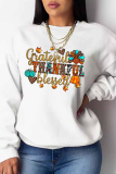 Grey Casual Party Print Patchwork Letter O Neck Tops