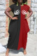 Black Street Print Patchwork O Neck Dresses