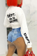 Black Casual Print Patchwork Letter O Neck Tops
