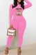 Pink Casual Character Print Letter O Neck Long Sleeve Two Pieces