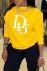 Yellow Casual Street Print Patchwork Letter O Neck Tops
