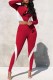 Red Street Print Patchwork Letter O Neck Long Sleeve Two Pieces