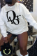 White Casual Street Print Patchwork Letter O Neck Tops