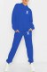 Blue Street Print Letter Hooded Collar Long Sleeve Two Pieces