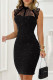 Black Sexy Solid Patchwork Slit O Neck Sleeveless Dress Dresses