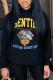 Black Casual Print Patchwork Hooded Collar Tops