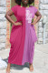 Rose Red Casual Print Patchwork O Neck Straight Dresses