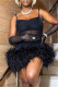 Black Sexy Solid Patchwork See-through Backless Spaghetti Strap Sleeveless Dress Dresses
