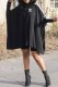 Black Casual Print Patchwork Turndown Collar Irregular Dress Dresses