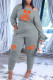 Grey Casual Print Patchwork O Neck Loose Jumpsuits