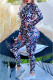 Camouflage Street Print Letter Zipper Collar Long Sleeve Two Pieces