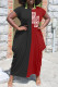 Black Casual Print Patchwork O Neck Straight Dresses