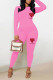 Pink Casual Print Patchwork O Neck Long Sleeve Two Pieces
