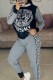 Black Casual Print Letter Zipper Collar Long Sleeve Two Pieces
