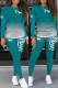 Lake Green Casual Print Letter O Neck Long Sleeve Two Pieces