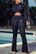 Black Sexy Print Letter O Neck Long Sleeve Two Pieces