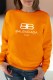 Orange Casual Print Letter O Neck Tops