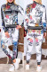 White Casual Print Letter Zipper Collar Long Sleeve Two Pieces