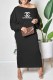 Black Sexy Print Letter Oblique Collar One Step Skirt Dresses