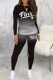 Black Casual Gradual Change Print Letter O Neck Long Sleeve Two Pieces