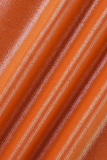 Orange Sexy Solid Tassel Half A Turtleneck Irregular Dress Dresses