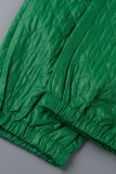 Green Casual Solid Patchwork Harlan High Waist Harlan Solid Color Bottoms
