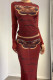 Red Casual Print Patchwork O Neck Long Sleeve Two Pieces