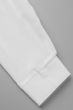 White Fashion Solid Hollowed Out Turndown Collar Tops