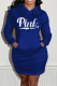 Blue Casual Print Patchwork Hooded Collar Straight Dresses