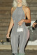 Grey Sexy Solid Patchwork Backless Halter Skinny Jumpsuits