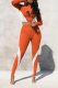 Orange Casual Print Patchwork O Neck Long Sleeve Two Pieces