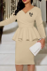 Khaki Street Print Flounce V Neck Long Sleeve Two Pieces
