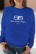 Blue Casual Print Letter O Neck Tops