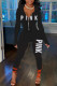 Black Casual Letter Print Patchwork Hooded Collar Long Sleeve Two Pieces
