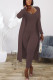 Coffee Fashion Solid pencil Long Sleeve Two Pieces