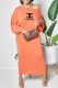 Orange Sexy Print Letter Oblique Collar One Step Skirt Dresses
