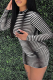 Multicolor Sexy Striped Patchwork Half A Turtleneck Pencil Skirt Dresses