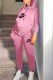 Pink Casual Print Letter Hooded Collar Long Sleeve Two Pieces