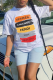 White Casual Daily Print Patchwork Letter O Neck T-Shirts