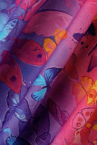 Colour Fashion Casual Print Patchwork V Neck T-Shirts