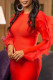 Red Elegant Solid Patchwork Flounce O Neck Evening Dress Dresses