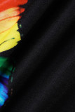 Colour Fashion Casual Print Patchwork V Neck T-Shirts