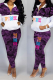 Purple Casual Leopard Patchwork Zipper Collar Long Sleeve Two Pieces