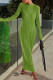 Green Casual Solid Patchwork Fold O Neck Straight Dresses