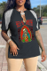 Black Street Print Skull Tassel V Neck T-Shirts